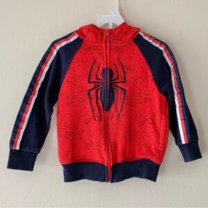 Marvel Spider-Man Red & Navy Embroidered Hoodie Zip Up Hood Sweater Jacket 5